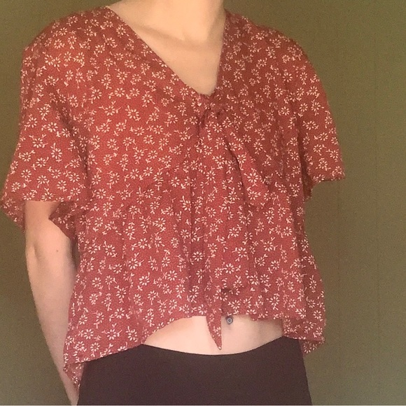 Red Flowery Blouse - Picture 1 of 4